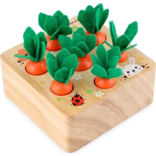 Childrens Early Education Puzzle Simulation Wooden Radish Pull Game Baby Hands-on Toy Building Blocks Pulling Carrot