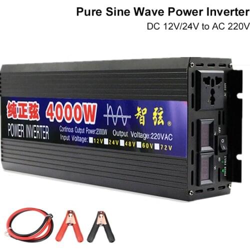 Pure Sine Wave Inverter 3000W 4000W Voltage Transformer Solar Power Inverter DC 12V 24V To AC 220V Converter Car Micro Inverters