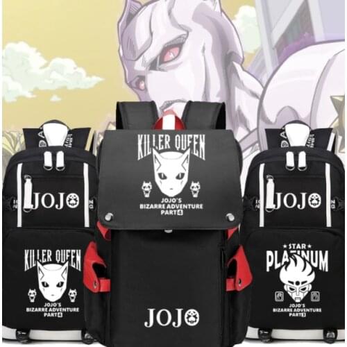 Jo Bizarre Adventure Golden Wind Backpack Cosplay Studen Killer Queen luminous Schoolbags travel bags Oxford bags