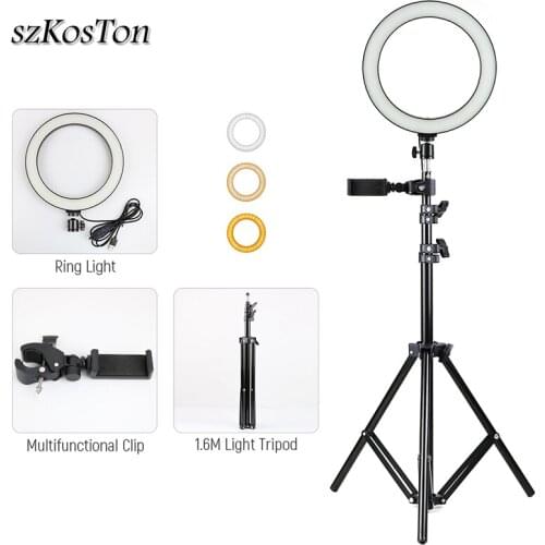 26cm LED Selfie Ring Light with Multifunction Mount Clip Photography Lighting With Camera Tripod For Smartphone Youtube VK