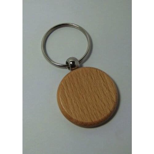 50pcs Engrave DIY Round Blank Wooden Key Chain Circle Carving Key Tags 1.6'' -Free Shipping