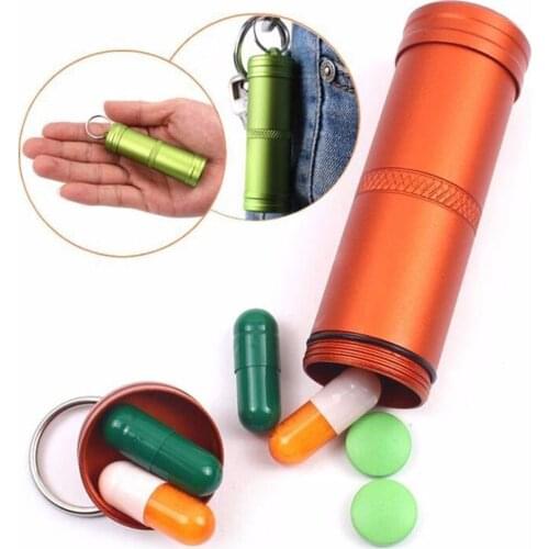 Cool Medicine Pill Capsule Case Box Bottle EDC Container Waterproof Outdoor Camping