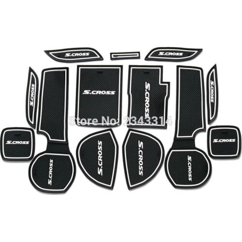 For 2014-2018 2019 Suzuki SX4 S-Cross S Cross Gate Slot Pad Non-slip Cup Mats Anti Slip Door Groove Mat Stickers Car Accessories