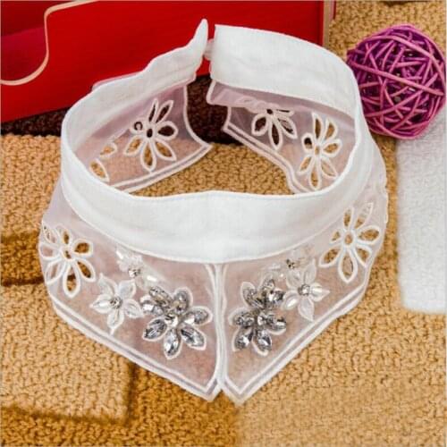 2018 New Korean autumn winter fake collar nail shirt decorative sweater collar Soft crystal beading shirt fake choker collar