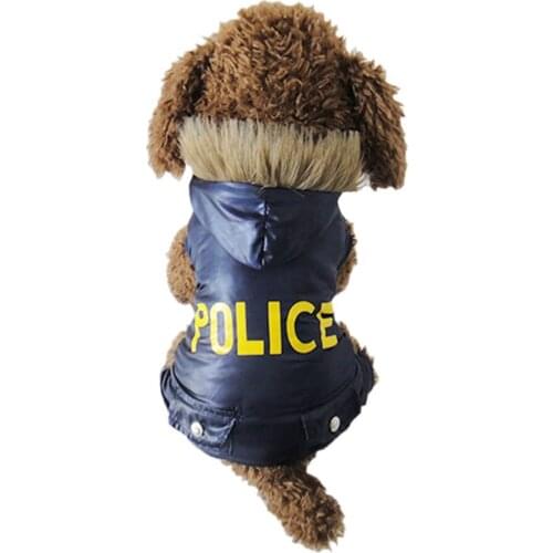 New Design Four Legs Police Style Pet dogs winter Coat Small Puppy Hooded Coat Dogs Clothing