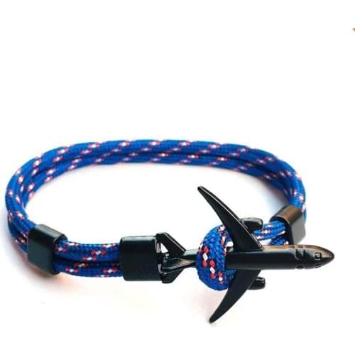 New mens bracelet creative black aircraft anchor Bracelet survival Bracelet hand woven rope lovers Bracelet lady