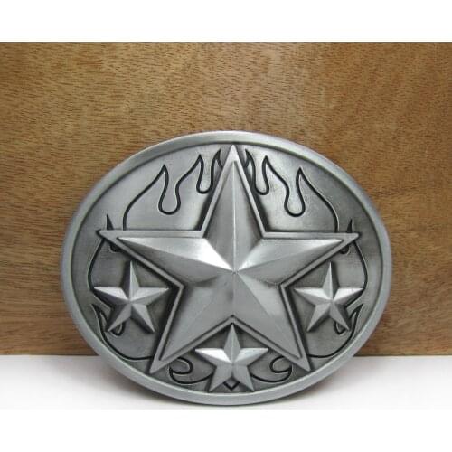 BuckleClub wholesale zinc alloy retro five-pointed star belt buckle western jeans gift belt buckle FP-02888 PEWTER FINISH