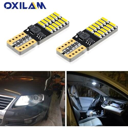 OXILAM 2Pcs T10 LED Bulbs 24SMD 4014 Chip W5W LED Canbus Car Lights Auto Parking Position Interior Lamp for Kia Morning Picanto