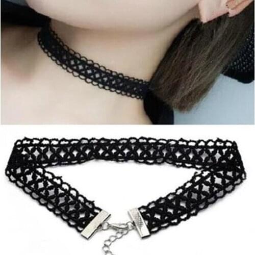 Nx175 Fashion Vintage simple Gothic Black Hollow geometry cross flower side Chokers Necklace trend Womens Jewelry Accessories