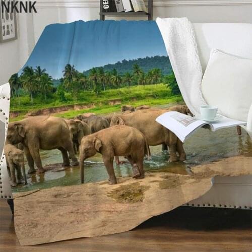 NKNK Elephant Blanket Animal Bedspread For Bed Home Plush Throw Blanket Landscape Bedding Throw Sherpa Blanket New Premium Adult