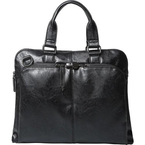 New Men High Quality Pu Leather Briefcase Fashion High Capacity Business Bag Black Male Single Shoulder Crossbody Bag Laptop Bag