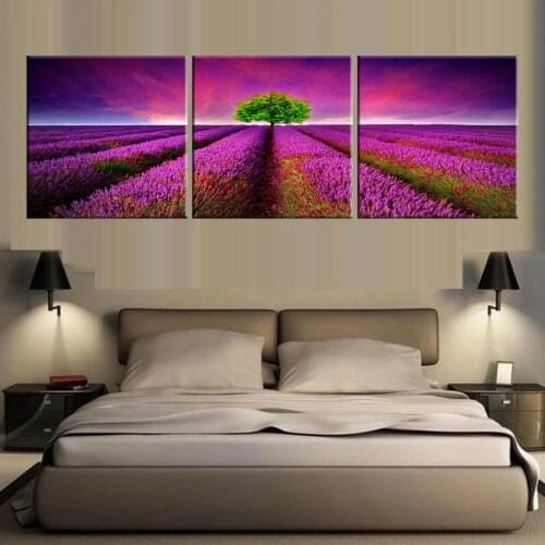 Poster Wall Paintings Modular Picture Home Decoration 3 Pieces Romantic Lavender Canvas Art Prints Living Room Modern Artwork