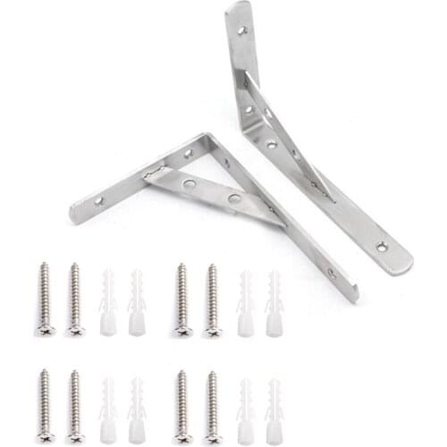 PPYY-2Pcs 90 Degree Decorative Corner Support Frame Wall-Mounted Shelf Bracket with Screws 200 x 130 mm