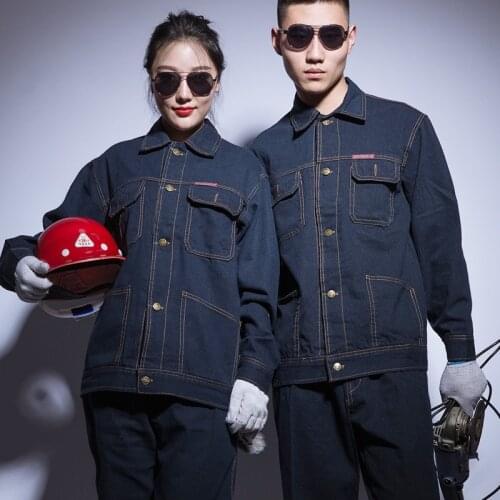 Work Clothing Welding Denim Suit Men Women Durable Anti-Scalding Jeans Uniform Mechanical Auto Repair Mechanical Worker Coverall