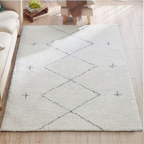 Nordic Shaggy Morocco Carpet Modern Cotton Hand Woven Plaid Rug Living Room Home Carpets Bedroom Decor Fluffy Rug Floor Mat