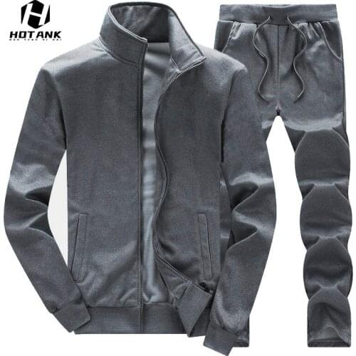 Tracksuit Men New Spring Autumn Sportswear 2 Piece Sets Sports Suit Jacket+Pant Solid Color Sweatsuit Fashion Mens Clothing