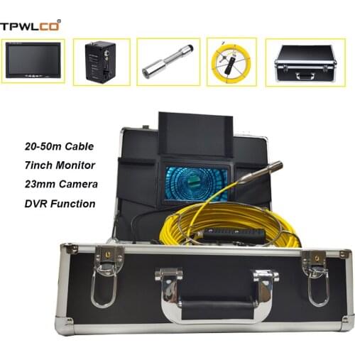 DVR Function 20-50m Cable Diameter 23mm Video Endoscope Camera Sewer Camera Pipe Drain Inspection System With 7" Display