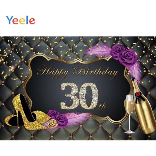 Yeele Happy 30th Birthday Party Photocall Background Gold Diamond Woman High Heels Custom Photography Backdrop For Photo Studio