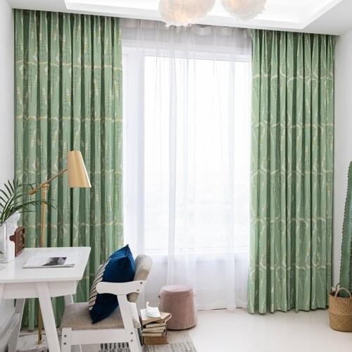 Chicity Green Print Curtain for living room Blackout Curtain for bedroom Pastoral Style Curtain for Kitchen Customized