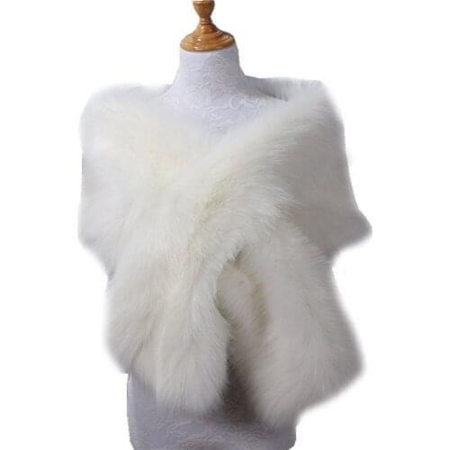 Winter Wedding Coat Bridal Faux Fur Wraps Warm Stick shawls Outerwear Shrug Women Jacket Prom size 165*45 cm many Colors