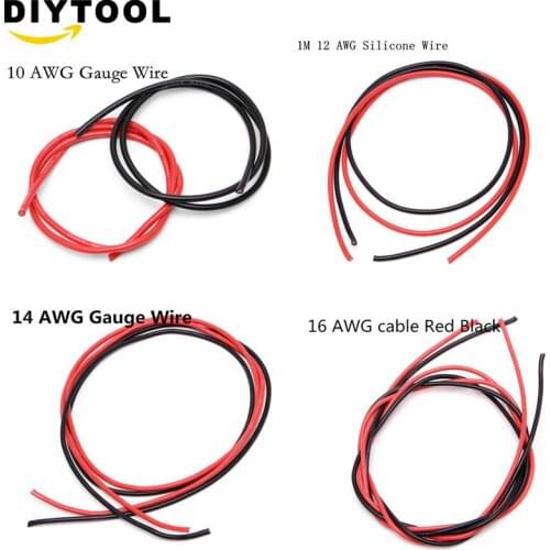 1 Meter 10/12/14/16 Gauge AWG Electrical Wire Tinned Copper Insulated PVC Extension LED Strip Cable Red Black Wire