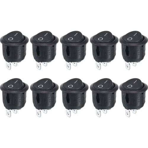 10pcs 2 Pin Round Car Rocker Switch 12V AC 250V 6A Light Lamp In/Off Switches For Auto Truck Boat Van Dashboard Parts