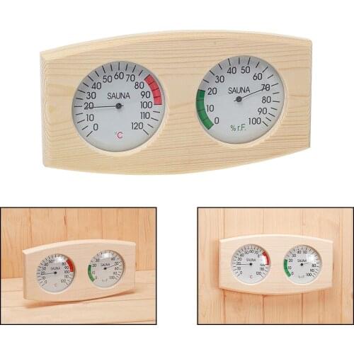Wood Grain Sauna Thermometer&Hygrometer 2 in 1 Wood Hygrothermograph Outdoor Indoor Sauna Room Household Supplies