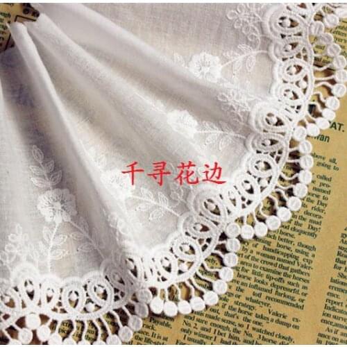 2 Yards 100% Cotton Lace Fabric 13.5cm Width Off White Lace Trim for Womens Clothes Garment Accessories