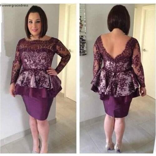 2019 New Purple Mother of the Bride Dresses Appliques Long Sleeves Formal Godmother Evening Wedding Party Guests Gown Plus Size