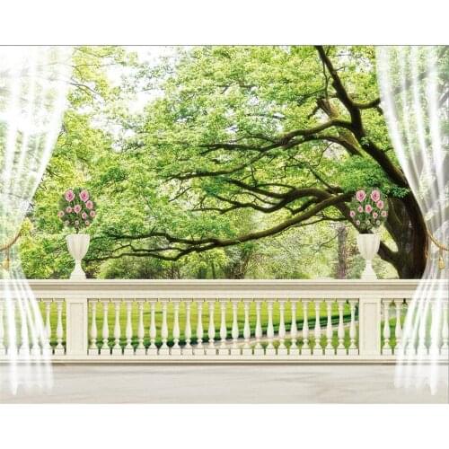 Beibehang The on the wall wallpaper scenery outside the window the green woods 3 d sitting room bedroom balcony 3d wallpaper