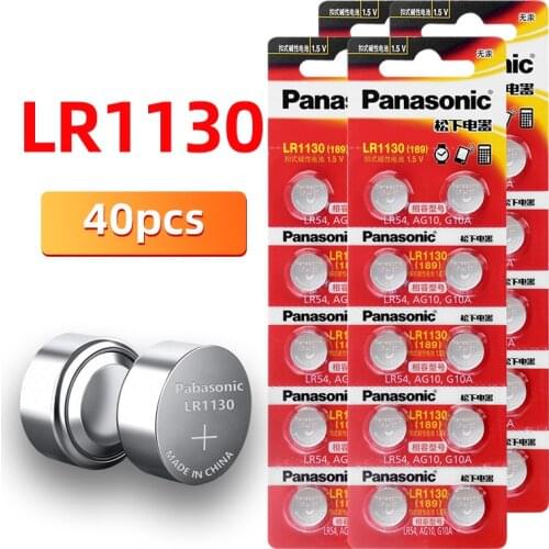 40pcs/lot Panasonic Alkaline Button Battery AG10 389 LR54 SR54 Battery Cell 1.5V AG10 LR1130 SR1130W 189 LR1130 Button Batteries