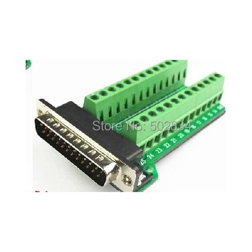 5pcs/lot D-SUB DB-25 DB25 Male Adapter 25Pin signals Terminal Breakout Board ROHS 2 row