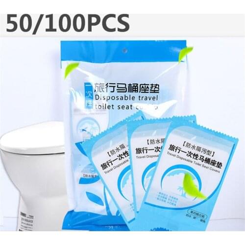50/100pcs Disposable Toilet Seat Cover 100% Waterproof Safety Travel/Camping Bathroom Accessiories Mat Portable toilet seat