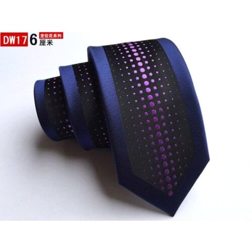 6cm Designers Skinny Ties Unique Polka Dots Necktie Navy Blue with Purple Dot