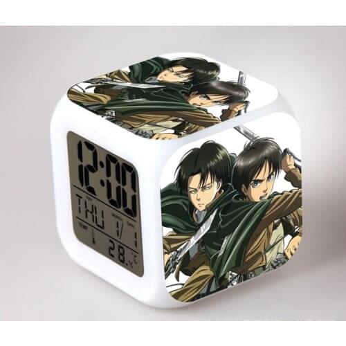 Attack on Titan Despertador Mikasa Ackerman Action Figure Anime Shingeki No Kyojin Eren Jaeger Led Digital Alarm Clock Toys