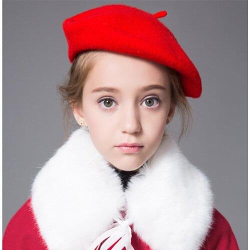 70% Pure Wool Berets baby girl hats warm Winter cap French Artist Beret Painter hat for Girls Berets Warm Cap photography props