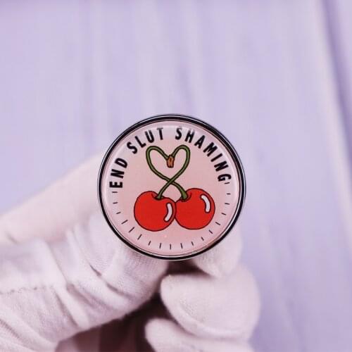 End Slut Shaming Pin The Peach Button Brooch Feminist Girl Power Art Badge Fashion Jewelry Perfect Gift