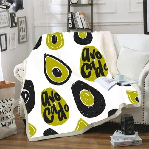 Fanaijia Sherpa fleece Double layer Cartoon fruit throw blankets kids Blanket sofa throw faux fur blanket bed throws
