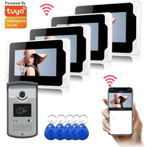 RFID Access Control Video Intercom 7 inch Monitor Tuya APP Video Intercom Home Security System Video Doorbell Door phone camera