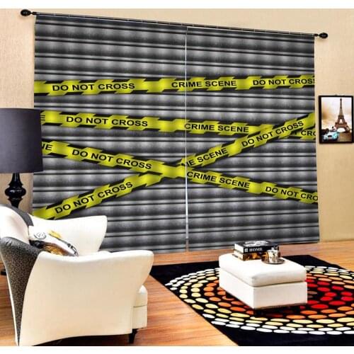 European Curtains Photo Painted 3D Curtain Living room Yellow background with black background custom curtains