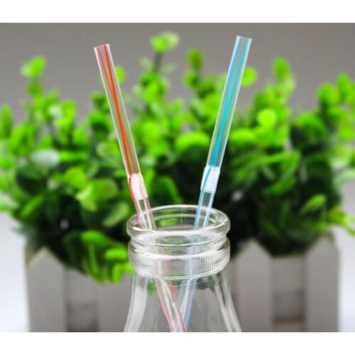 Flexible Plastic Straws Striped Multi Colored BPA-Free Disposable Straw Assorted ALI88