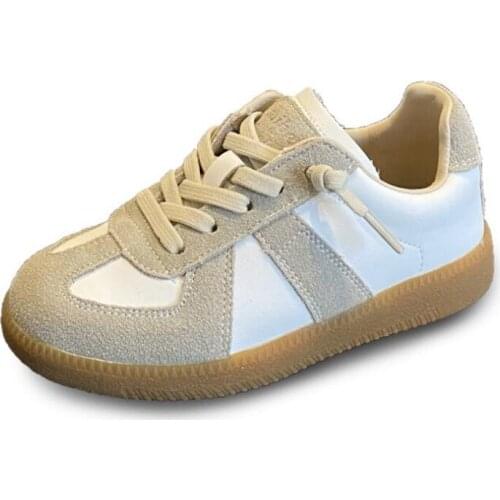 Hot Genuine Leather Training Shoes Autumn 2021 Girls Sneakers Soft-soled Running Shoe Breathable Kids Sport Shoe