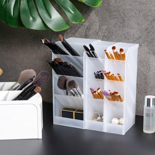 Makeup Brush Bucket Pen Holder Storage Box Plastic Frosted Office Transparent Student Stationery Desktop Storage Box