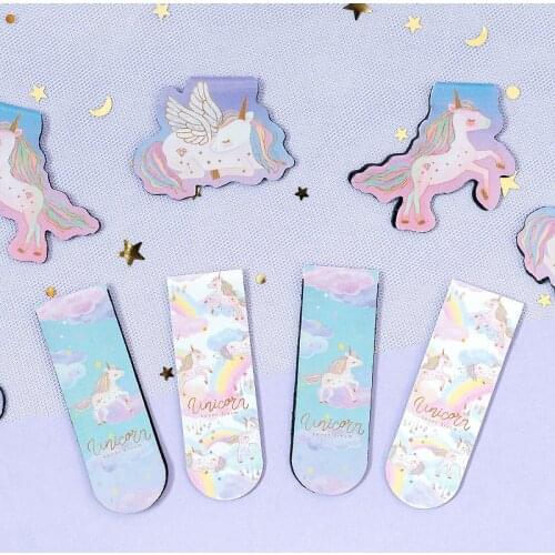 1set/lot Cute unicorn magnetic Bookmark Stationery School Office Supply Escolar Papelaria
