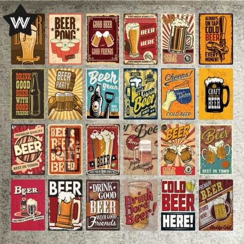 Fresh Beer Metal Tin Sign Plaque Vintage Wall Stickers Retro Style Metal Poster Tinplate Craft Beer Sign for Man Cave Club Decor