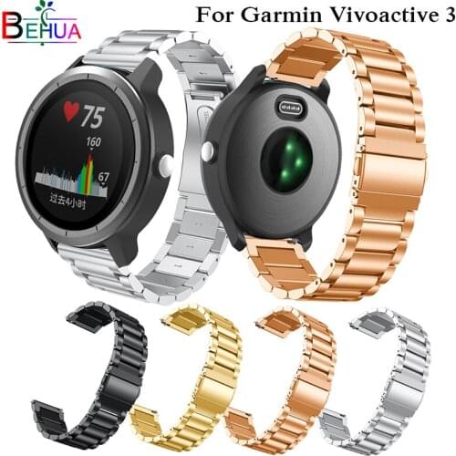 20mm Metal Stainless Steel Replacement Strap for Garmin Vivoactive 3 Smart Watch Band For Garmin Vivoactive3 Watchband Bracelet