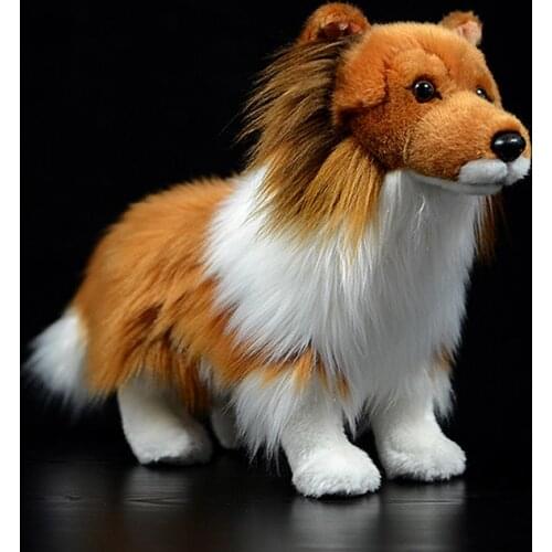 Cute Simulation Collie Stuffed Plush Toy Sheltie Shetland Sheepdog Doll Collie-rough Coated Real Life Animal Model For Kids Gift