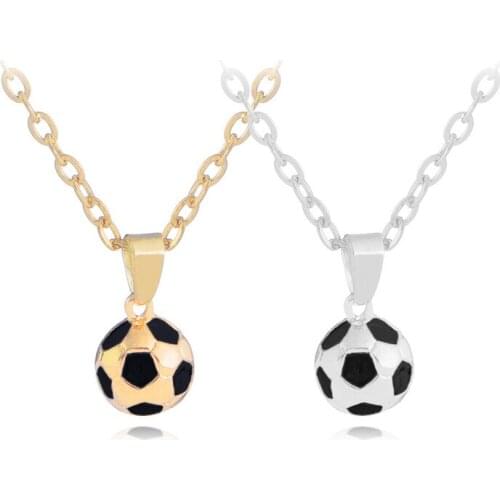 Fashion Sporty Necklace Football Pendant with Chain Soccer Necklace Sliver Gold Color Men/Women Sport Ball Jewelry
