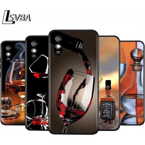 Anti-Fall Soft Black Cover Cool Wine Glass For Xiaomi Redmi 10X 5G 9C 9A 9 K20 8A 8 7A 7 S2 6A 6 Matte Phone Case