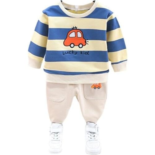 New Baby Girls Fashion Stripe Clothes Spring Children Boys Cotton T Shirt Pants 2Pcs/sets Autumn Kids Costume Toddler Tracksuits